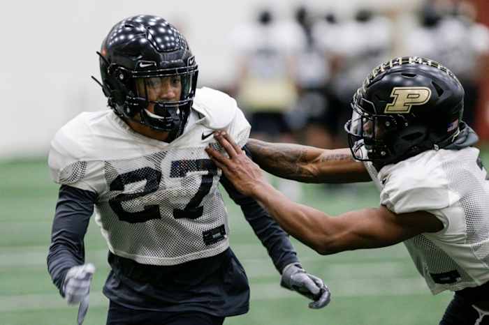 Purdue redshirt freshman cornerback Anthony Romphf during fall camp.